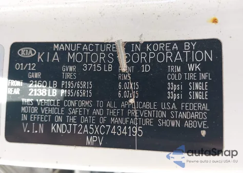 2012 Kia Soul from USA, damaged, VIN KNDJT2A5XC7434195